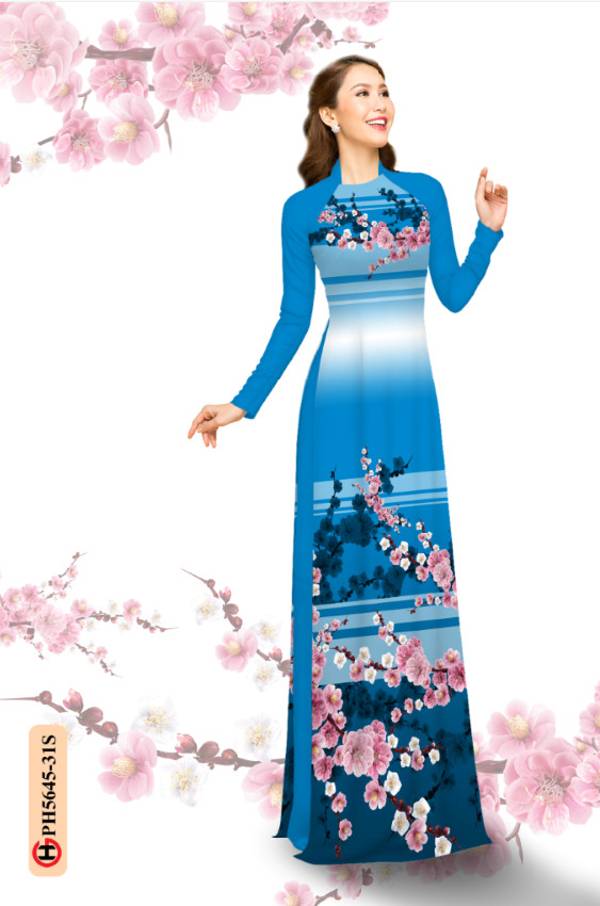 Vải Áo Dài Hoa Văn Hoa Đào Mới Ra AD PH5645 46 Vải Áo Dài Hoa Văn Hoa Đào Mới Ra AD PH5645