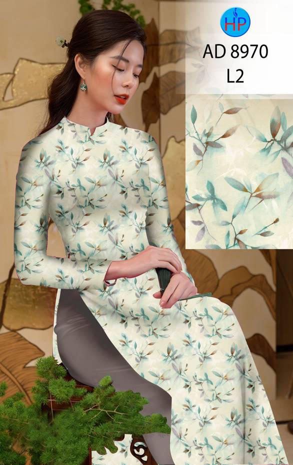 Vải Áo Dài Hoa Đều Độc Đáo AD 8970 40 Vải Áo Dài Hoa Đều Độc Đáo AD 8970