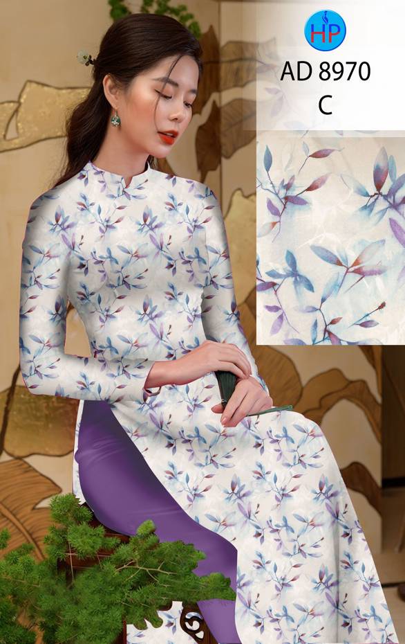 Vải Áo Dài Hoa Đều Độc Đáo AD 8970 44 Vải Áo Dài Hoa Đều Độc Đáo AD 8970