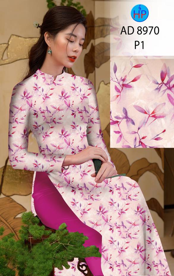Vải Áo Dài Hoa Đều Độc Đáo AD 8970 54 Vải Áo Dài Hoa Đều Độc Đáo AD 8970