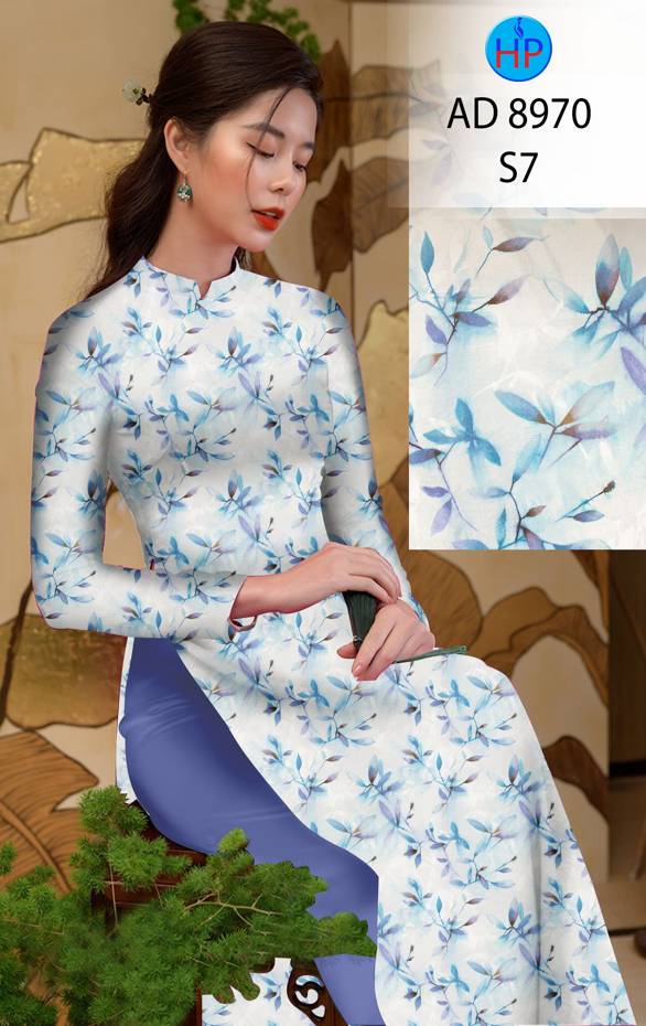 Vải Áo Dài Hoa Đều Độc Đáo AD 8970 53 Vải Áo Dài Hoa Đều Độc Đáo AD 8970