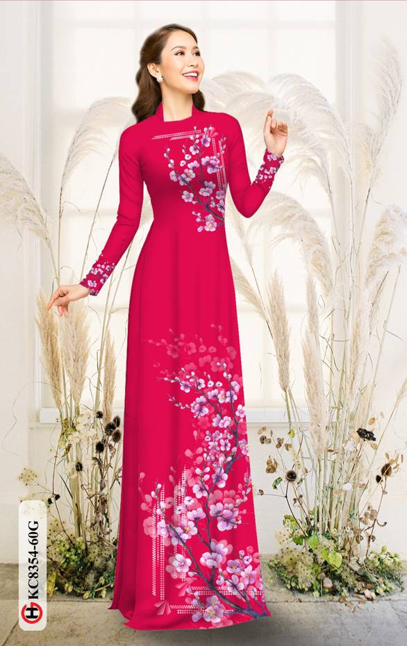 Vải Áo Dài Hoa Đào Kiểu Mới AD KC8354 35 Vải Áo Dài Hoa Đào Kiểu Mới AD KC8354