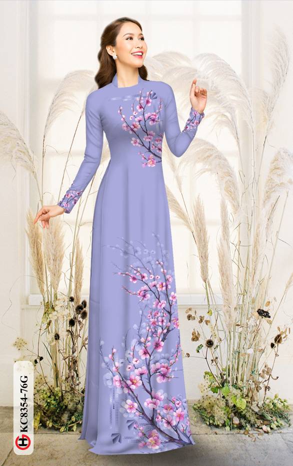 Vải Áo Dài Hoa Đào Kiểu Mới AD KC8354 39 Vải Áo Dài Hoa Đào Kiểu Mới AD KC8354