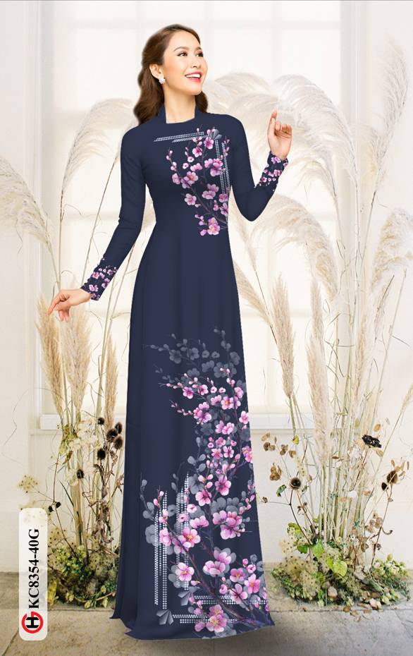 Vải Áo Dài Hoa Đào Kiểu Mới AD KC8354 41 Vải Áo Dài Hoa Đào Kiểu Mới AD KC8354
