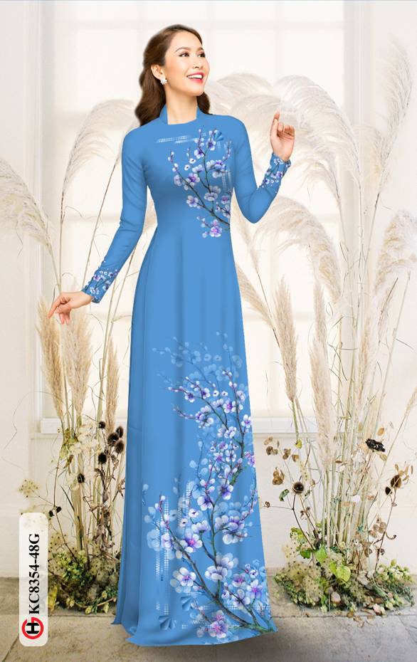 Vải Áo Dài Hoa Đào Kiểu Mới AD KC8354 47 Vải Áo Dài Hoa Đào Kiểu Mới AD KC8354