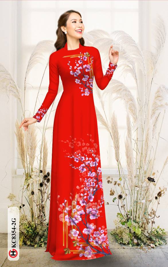 Vải Áo Dài Hoa Đào Kiểu Mới AD KC8354 45 Vải Áo Dài Hoa Đào Kiểu Mới AD KC8354