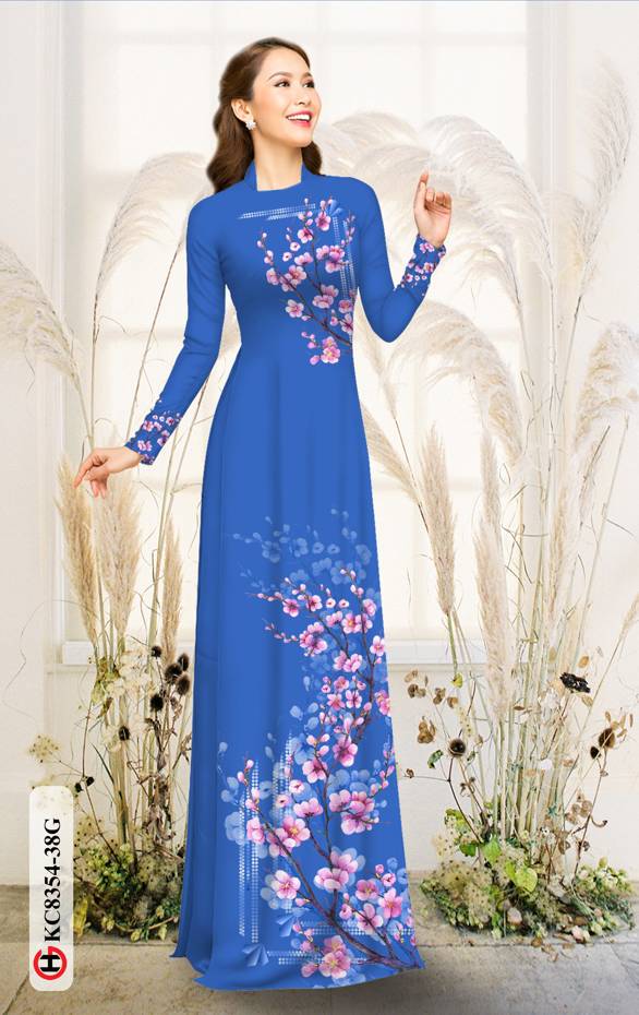 Vải Áo Dài Hoa Đào Kiểu Mới AD KC8354 49 Vải Áo Dài Hoa Đào Kiểu Mới AD KC8354