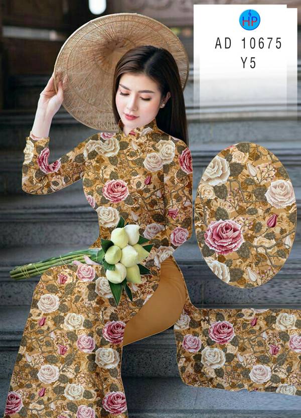 Vải Áo Dài Hoa Hồng Đều Độc Đáo AD 10675 38 Vải Áo Dài Hoa Hồng Đều Độc Đáo AD 10675