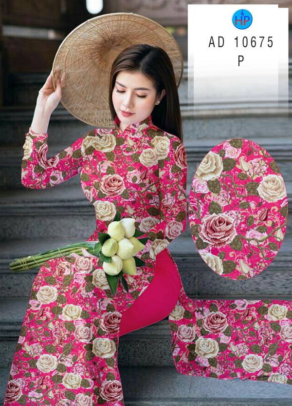 Vải Áo Dài Hoa Hồng Đều Độc Đáo AD 10675 37 Vải Áo Dài Hoa Hồng Đều Độc Đáo AD 10675