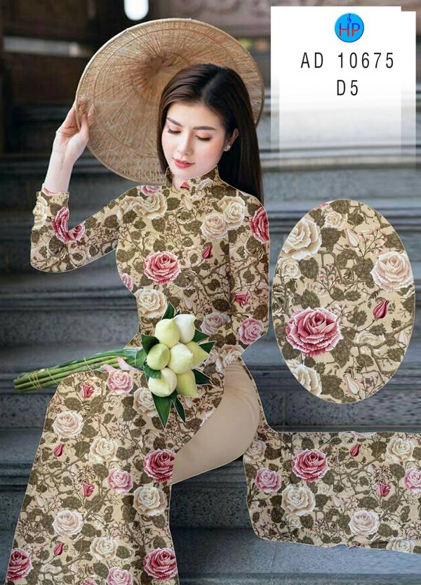 Vải Áo Dài Hoa Hồng Đều Độc Đáo AD 10675 42 Vải Áo Dài Hoa Hồng Đều Độc Đáo AD 10675