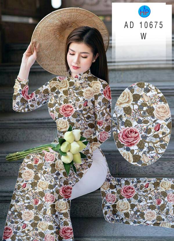 Vải Áo Dài Hoa Hồng Đều Độc Đáo AD 10675 41 Vải Áo Dài Hoa Hồng Đều Độc Đáo AD 10675
