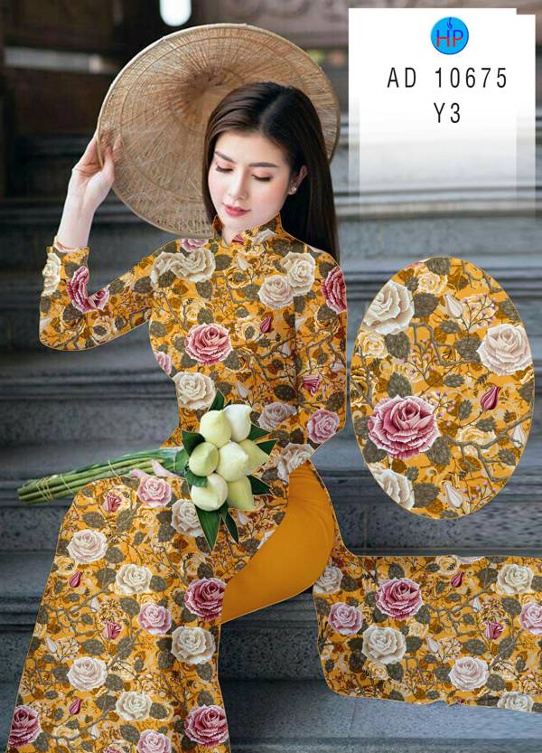 Vải Áo Dài Hoa Hồng Đều Độc Đáo AD 10675 40 Vải Áo Dài Hoa Hồng Đều Độc Đáo AD 10675