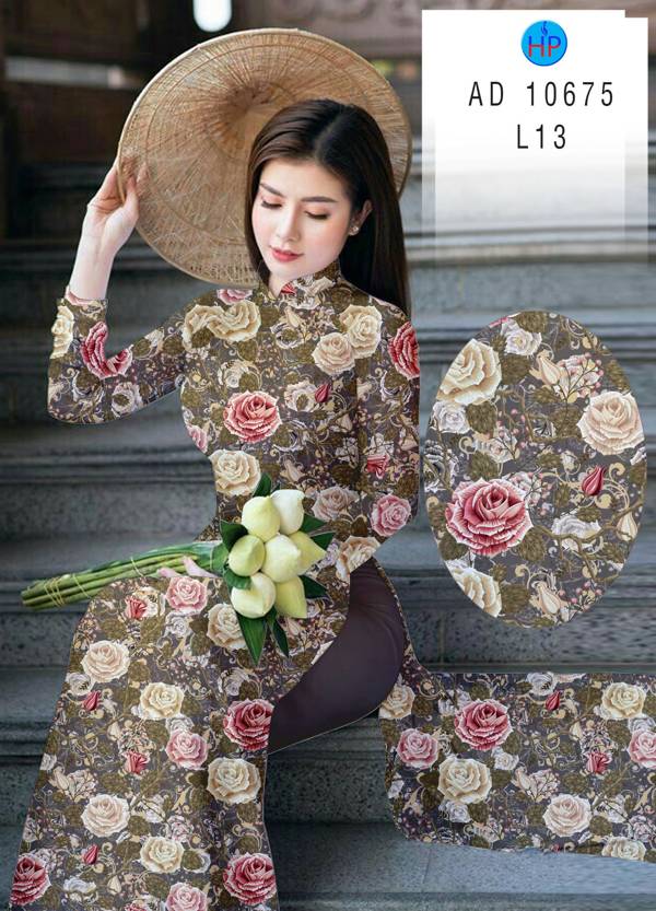 Vải Áo Dài Hoa Hồng Đều Độc Đáo AD 10675 43 Vải Áo Dài Hoa Hồng Đều Độc Đáo AD 10675
