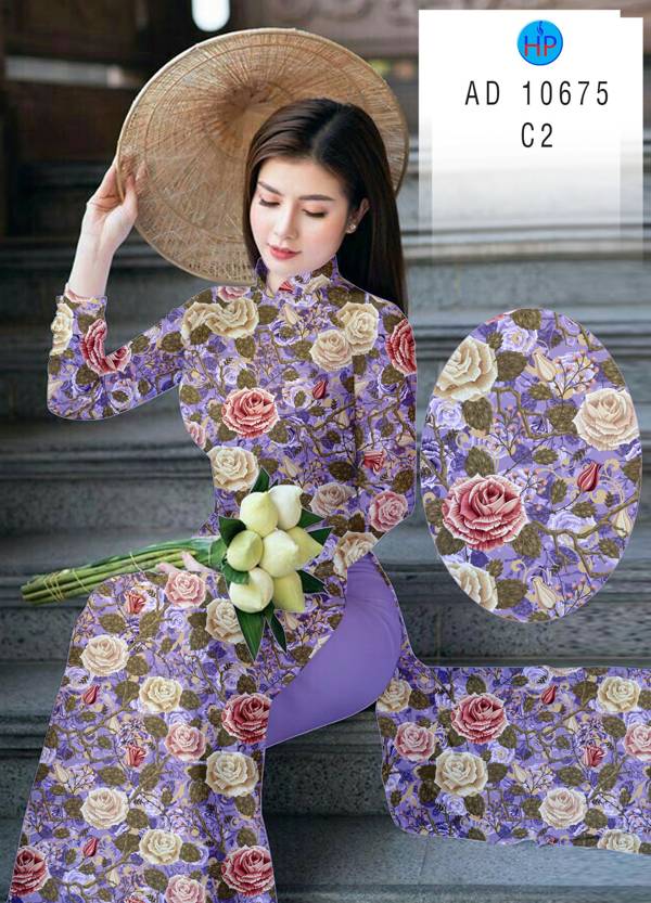 Vải Áo Dài Hoa Hồng Đều Độc Đáo AD 10675 48 Vải Áo Dài Hoa Hồng Đều Độc Đáo AD 10675