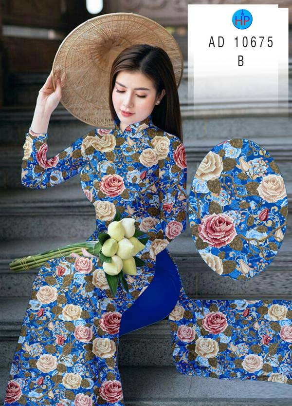 Vải Áo Dài Hoa Hồng Đều Độc Đáo AD 10675 47 Vải Áo Dài Hoa Hồng Đều Độc Đáo AD 10675