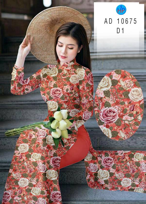 Vải Áo Dài Hoa Hồng Đều Độc Đáo AD 10675 49 Vải Áo Dài Hoa Hồng Đều Độc Đáo AD 10675