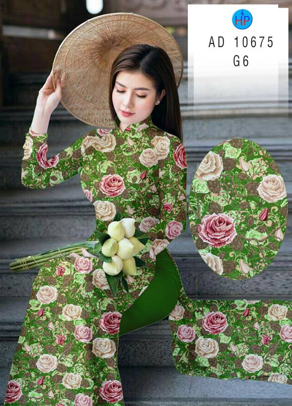 Vải Áo Dài Hoa Hồng Đều Độc Đáo AD 10675 50 Vải Áo Dài Hoa Hồng Đều Độc Đáo AD 10675