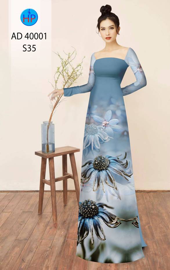 Vải Áo Dài Hoa Cúc Độc Đáo AD 40001
