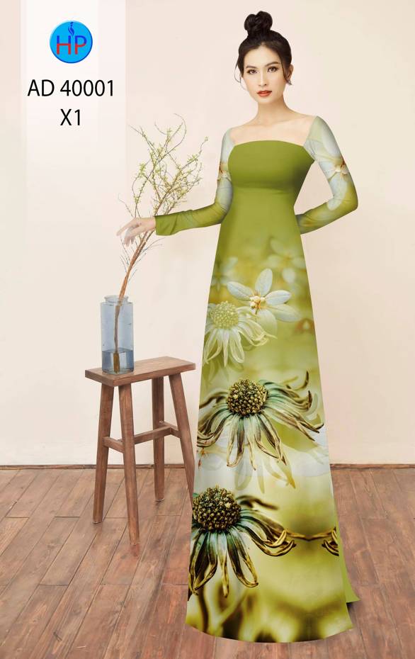 Vải Áo Dài Hoa Cúc Độc Đáo AD 40001