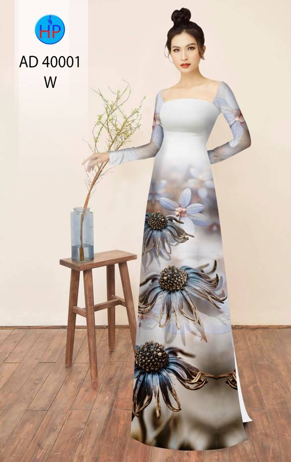 Vải Áo Dài Hoa Cúc Độc Đáo AD 40001