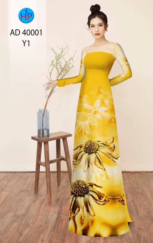Vải Áo Dài Hoa Cúc Độc Đáo AD 40001