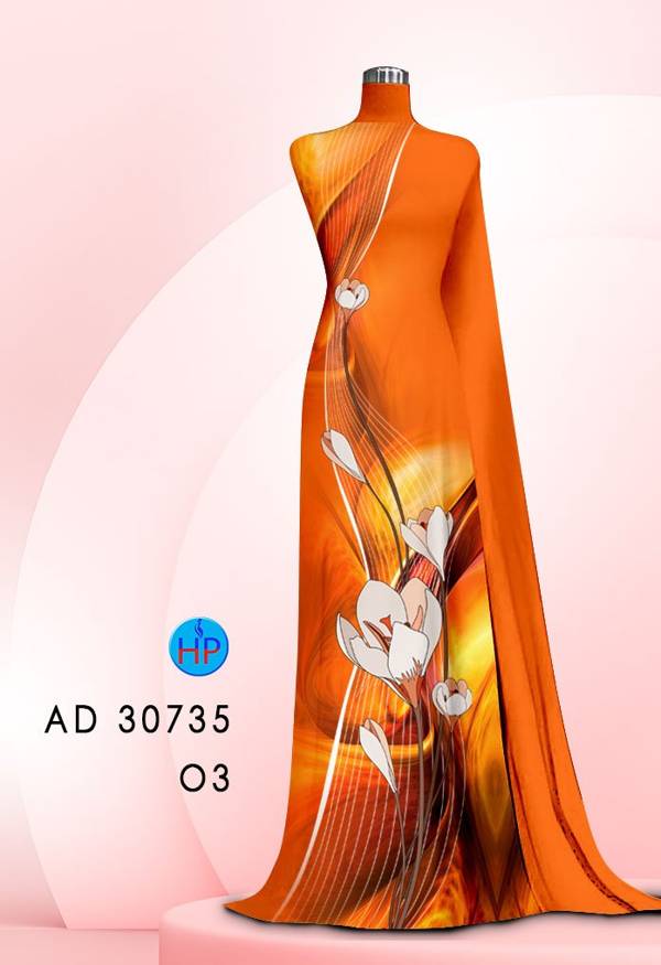 Vải Áo Dài Hoa In 3D Độc Đáo AD 30735