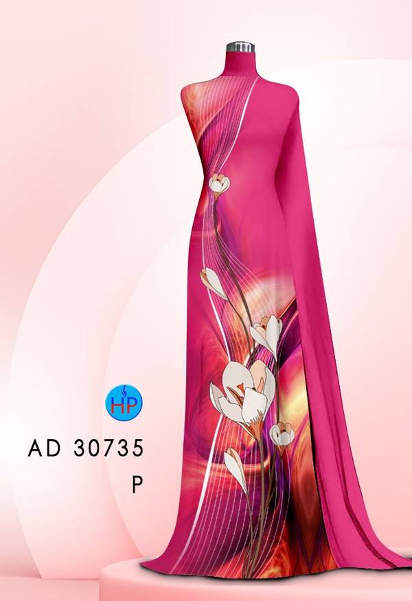 Vải Áo Dài Hoa In 3D Độc Đáo AD 30735