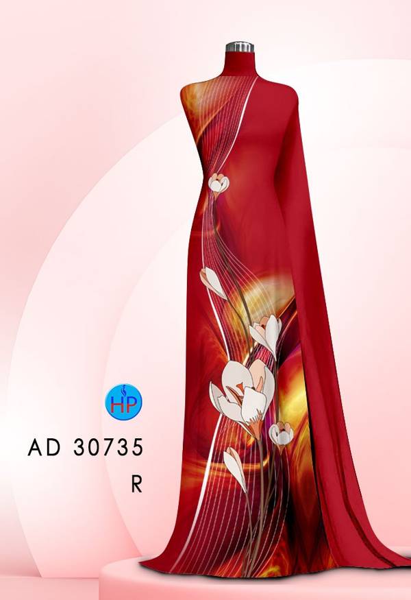 Vải Áo Dài Hoa In 3D Độc Đáo AD 30735
