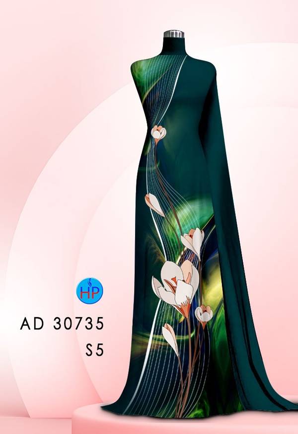 Vải Áo Dài Hoa In 3D Độc Đáo AD 30735