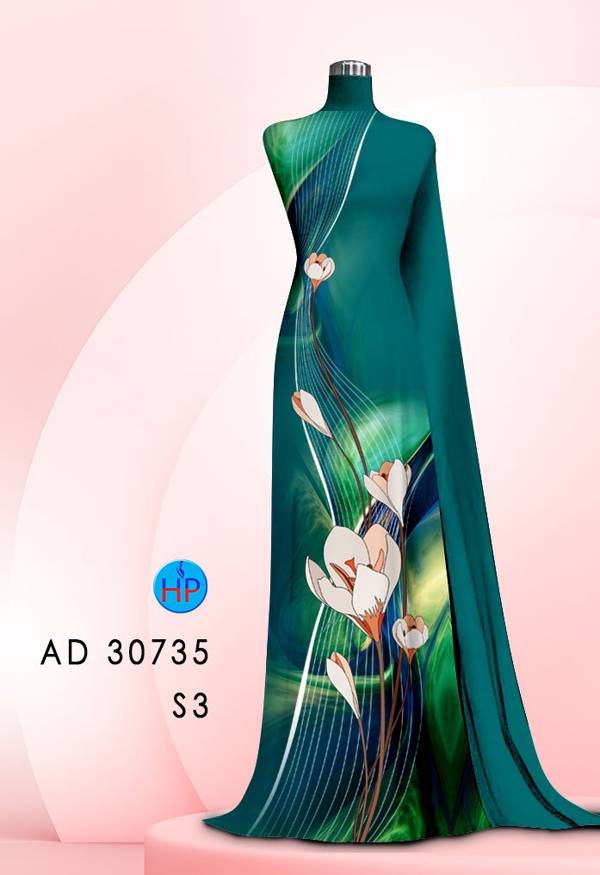 Vải Áo Dài Hoa In 3D Độc Đáo AD 30735