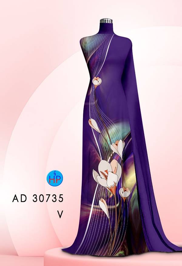 Vải Áo Dài Hoa In 3D Độc Đáo AD 30735