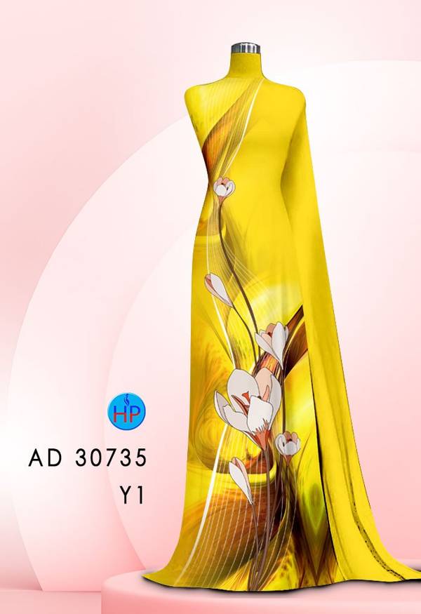 Vải Áo Dài Hoa In 3D Độc Đáo AD 30735