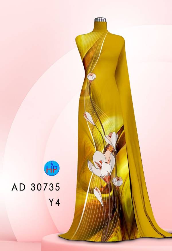 Vải Áo Dài Hoa In 3D Độc Đáo AD 30735