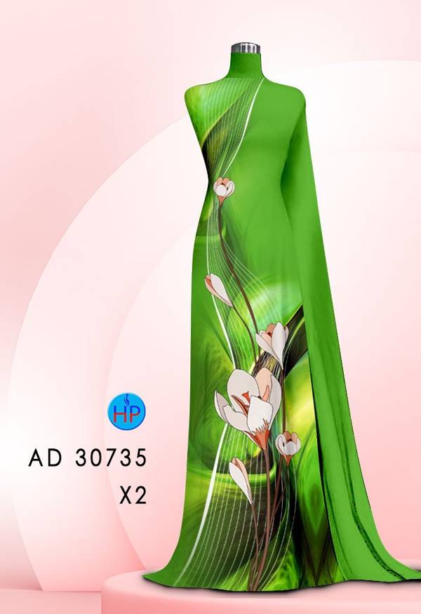 Vải Áo Dài Hoa In 3D Độc Đáo AD 30735