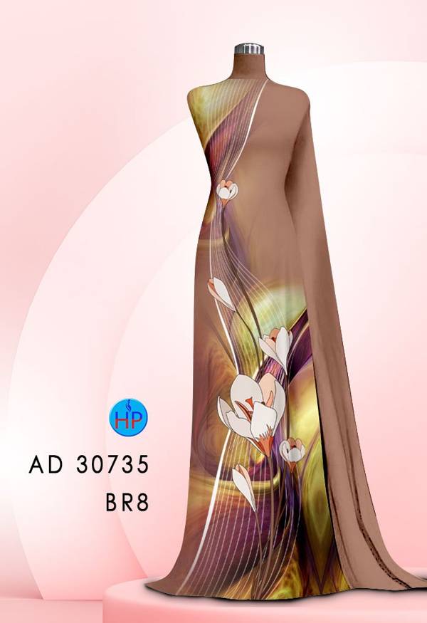 Vải Áo Dài Hoa In 3D Độc Đáo AD 30735