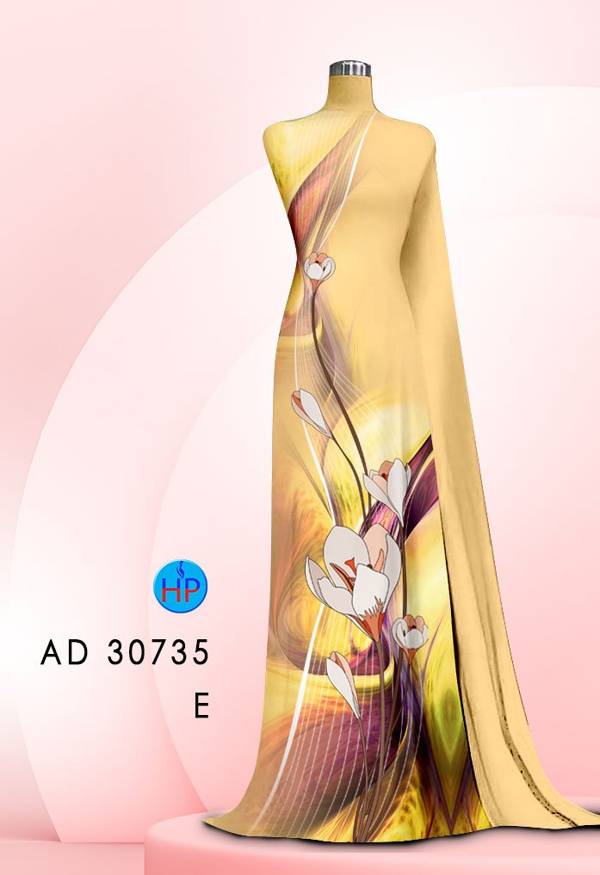 Vải Áo Dài Hoa In 3D Độc Đáo AD 30735