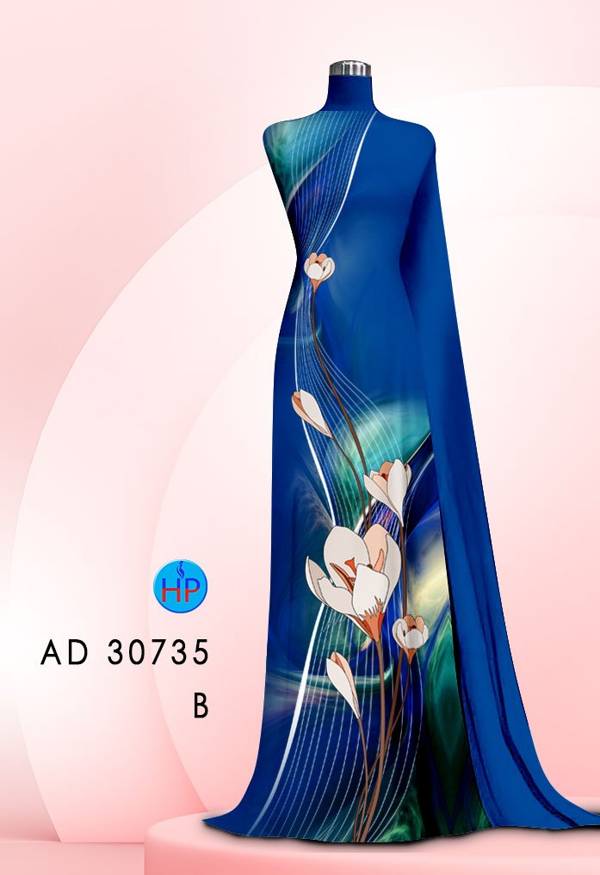Vải Áo Dài Hoa In 3D Độc Đáo AD 30735