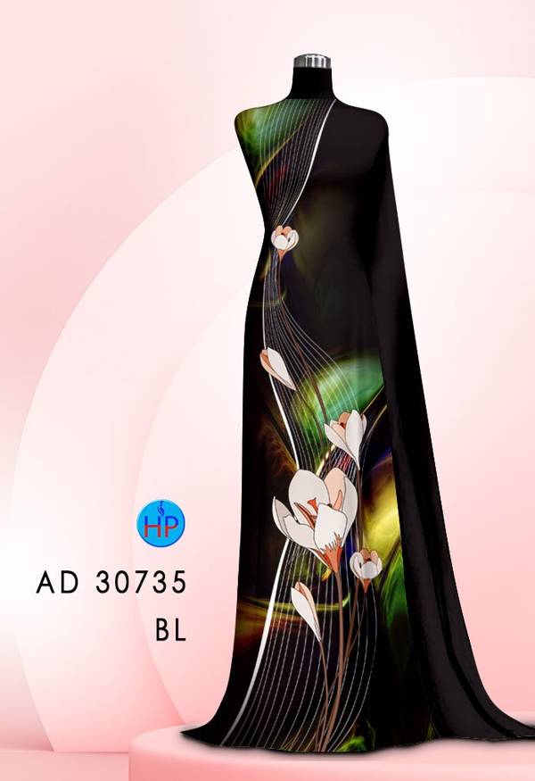 Vải Áo Dài Hoa In 3D Độc Đáo AD 30735