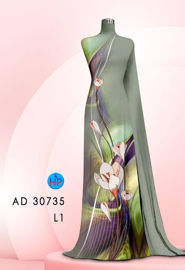 Vải Áo Dài Hoa In 3D Độc Đáo AD 30735