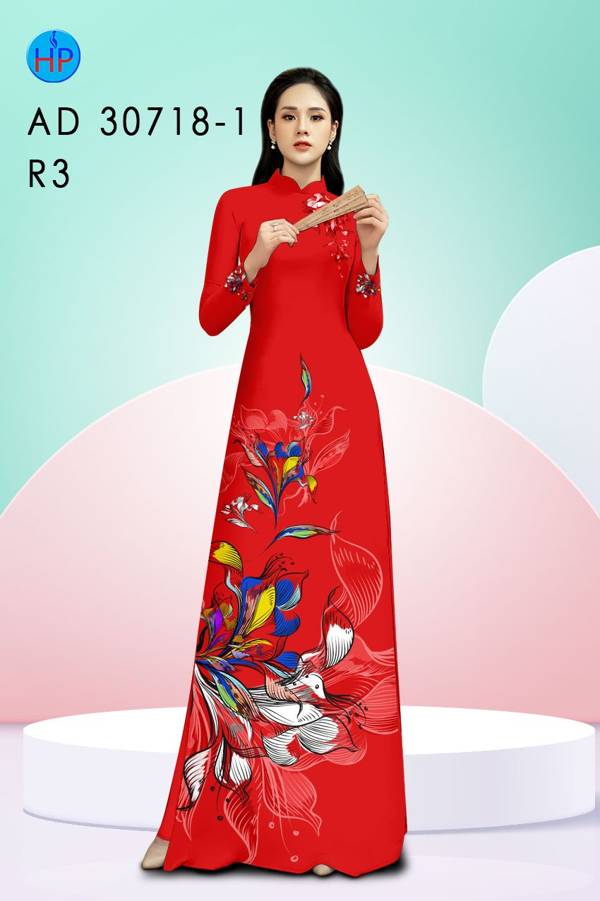 Vải Áo Dài Hoa In 3D Độc Đáo AD 30781