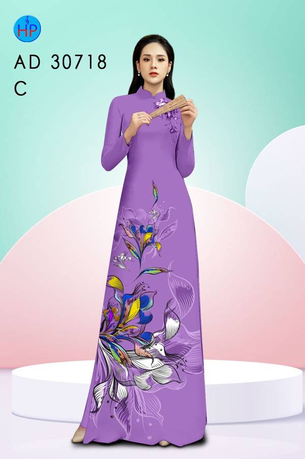 Vải Áo Dài Hoa In 3D Độc Đáo AD 30781