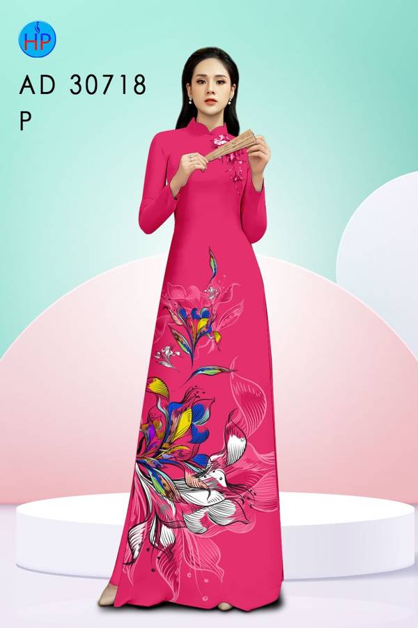 Vải Áo Dài Hoa In 3D Độc Đáo AD 30781