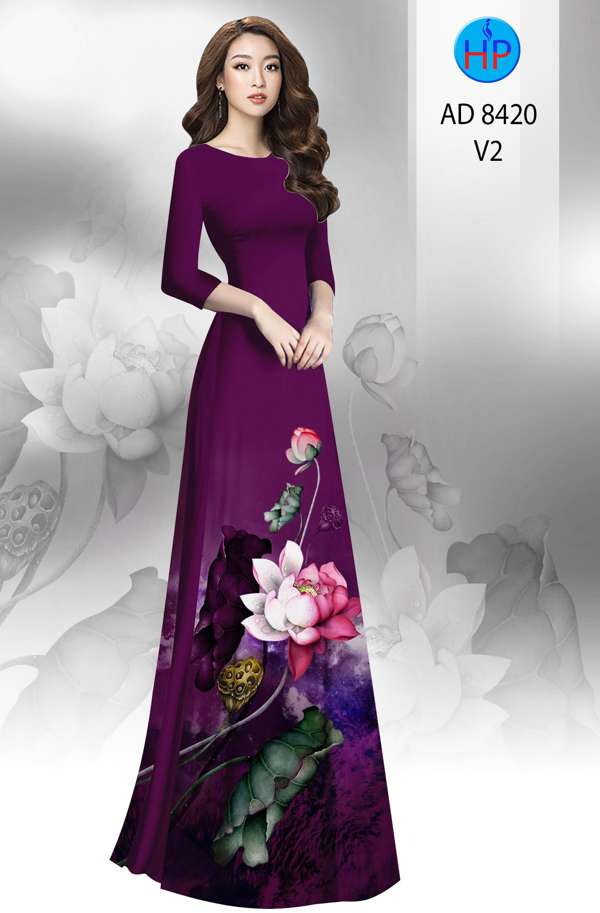 Vải Áo Dài Hoa Sen Độc Đáo AD 8420 42 Vải Áo Dài Hoa Sen Độc Đáo AD 8420