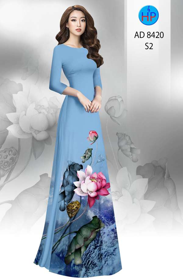 Vải Áo Dài Hoa Sen Độc Đáo AD 8420 41 Vải Áo Dài Hoa Sen Độc Đáo AD 8420