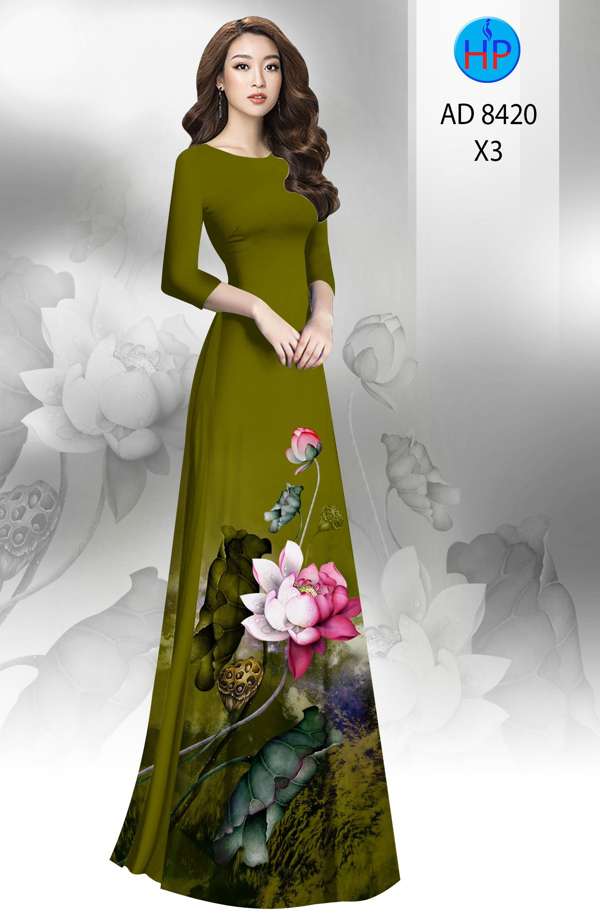 Vải Áo Dài Hoa Sen Độc Đáo AD 8420 45 Vải Áo Dài Hoa Sen Độc Đáo AD 8420