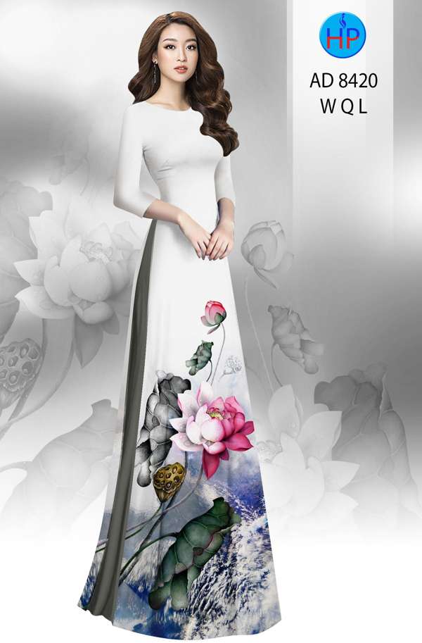 Vải Áo Dài Hoa Sen Độc Đáo AD 8420 43 Vải Áo Dài Hoa Sen Độc Đáo AD 8420