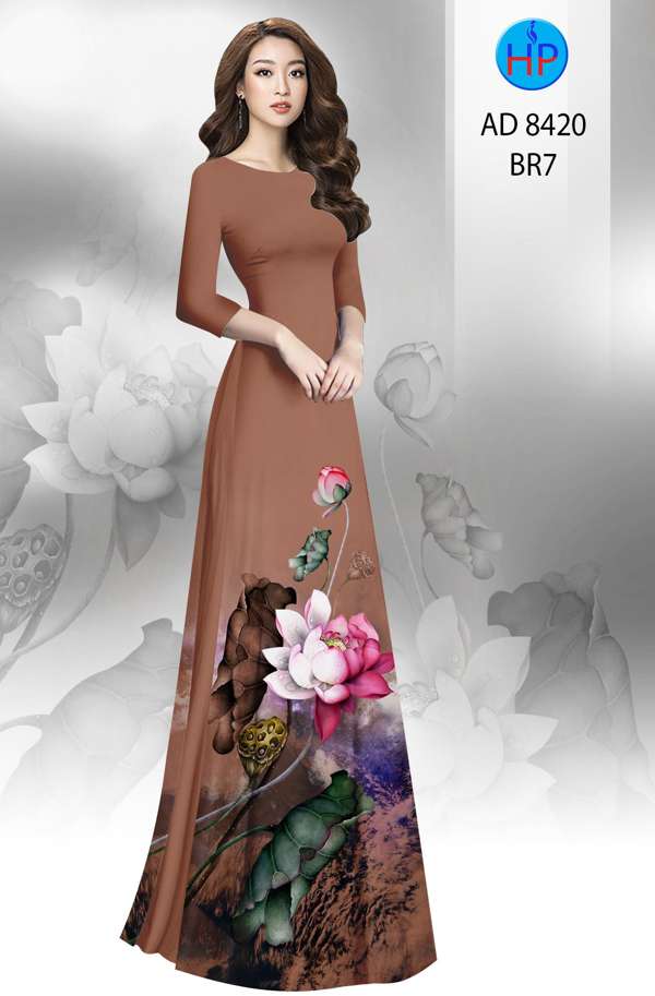 Vải Áo Dài Hoa Sen Độc Đáo AD 8420 44 Vải Áo Dài Hoa Sen Độc Đáo AD 8420