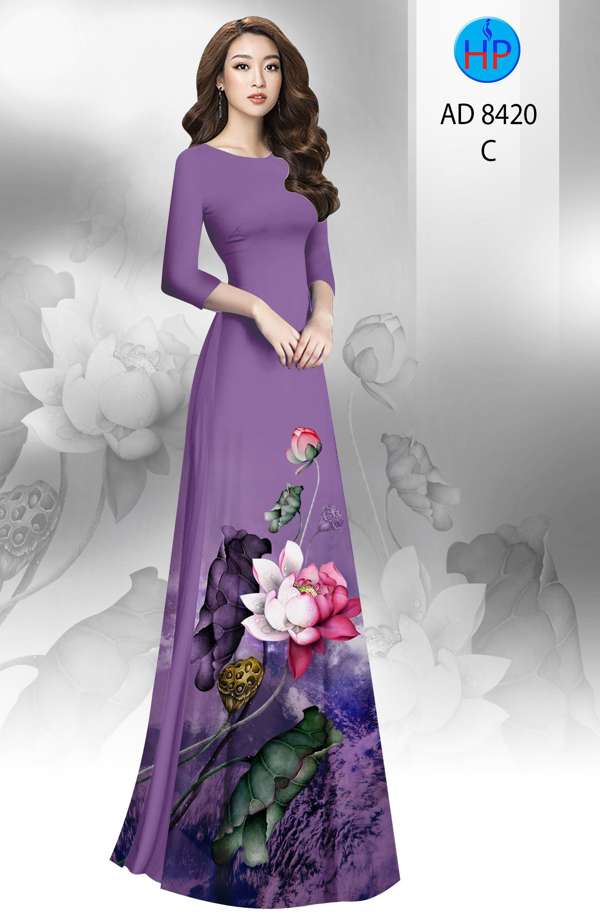 Vải Áo Dài Hoa Sen Độc Đáo AD 8420 46 Vải Áo Dài Hoa Sen Độc Đáo AD 8420