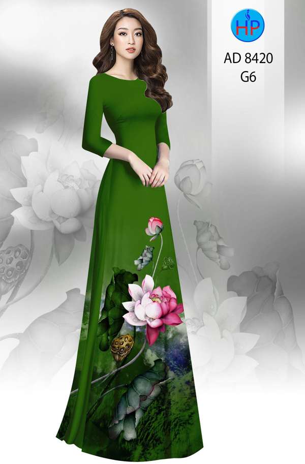 Vải Áo Dài Hoa Sen Độc Đáo AD 8420 48 Vải Áo Dài Hoa Sen Độc Đáo AD 8420