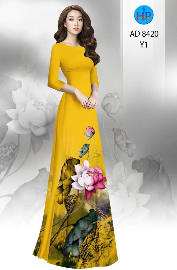 Vải Áo Dài Hoa Sen Độc Đáo AD 8420 47 Vải Áo Dài Hoa Sen Độc Đáo AD 8420